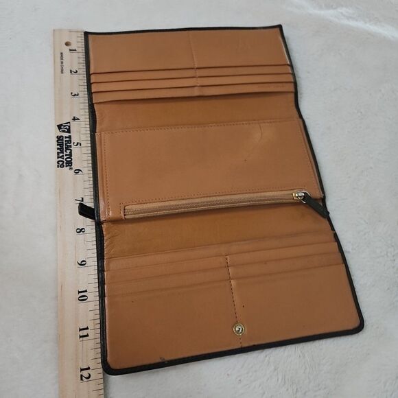 Tusk Leather Clutch Wallet Olive Green With Tan Interior  7 1/4‎ X 3 1/2 EUC - Picture 6 of 11